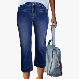 Luvamia Wide-Leg Capri Denim Jeans